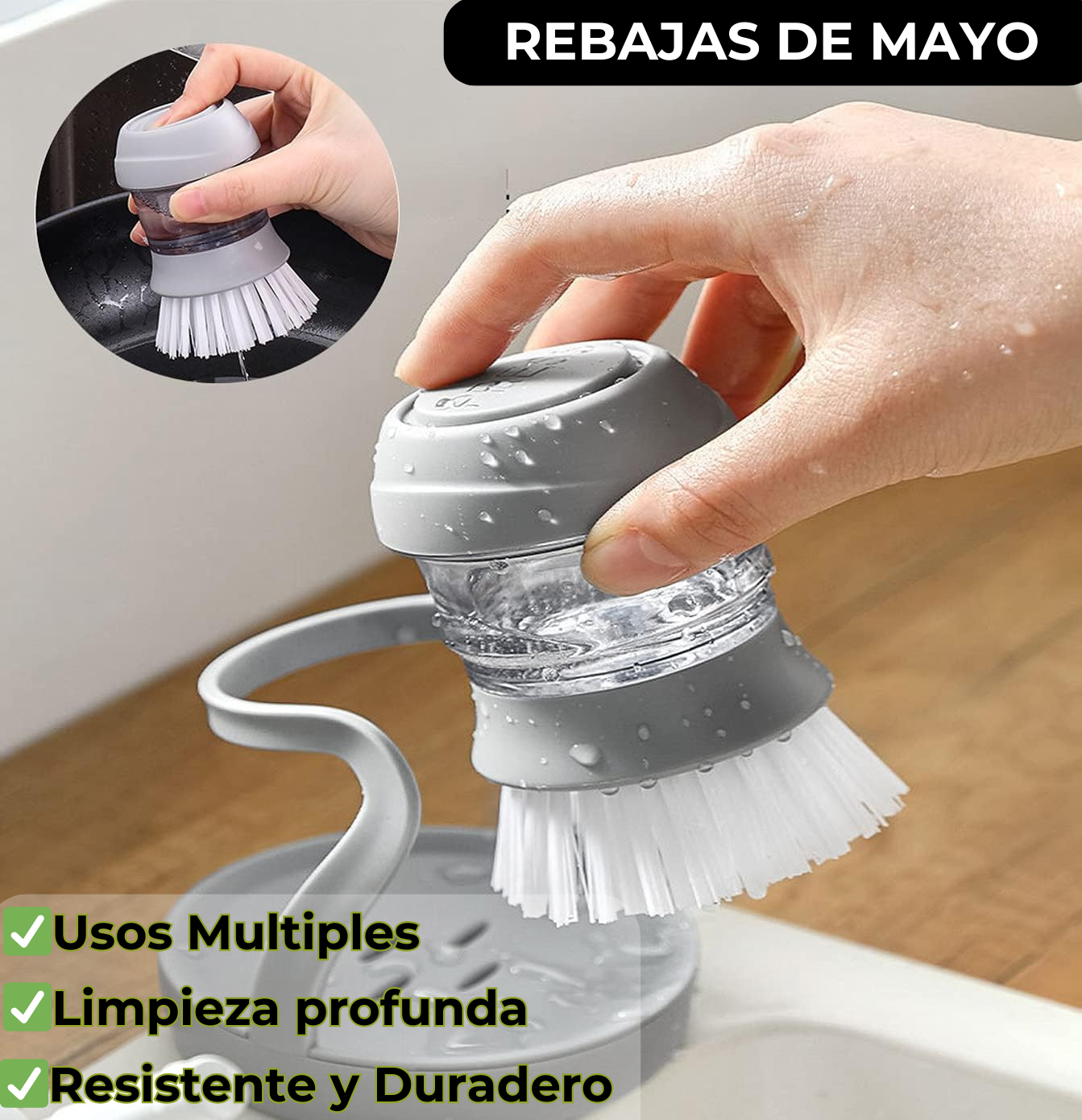 Cepillo dispensador de Jabón l Para todo tipo de utensilios de cocina