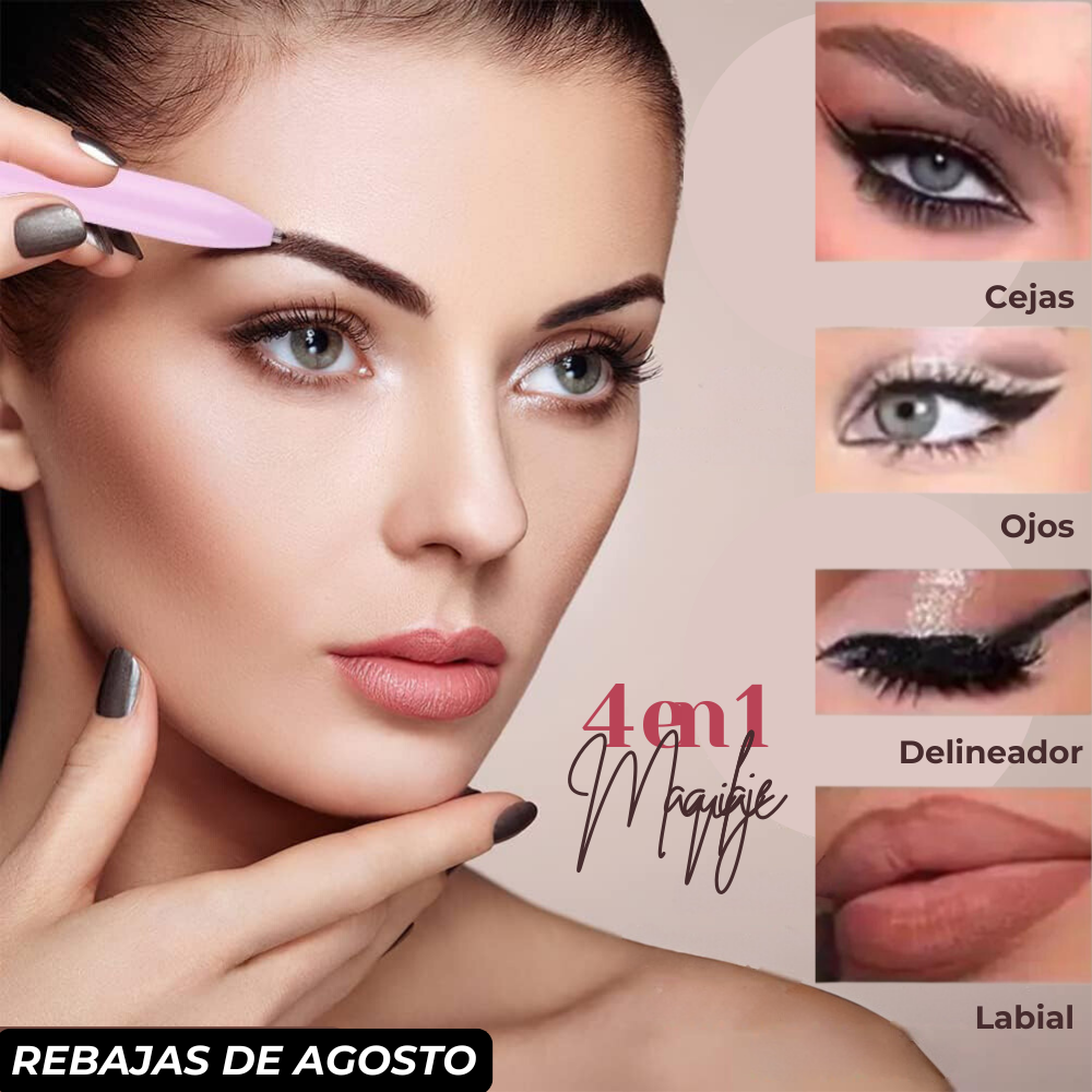 Unidad extra Lápiz de Maquillaje Multifunción 4 en 1 l Apto para Cejas, Labios, Ojos y Delineador